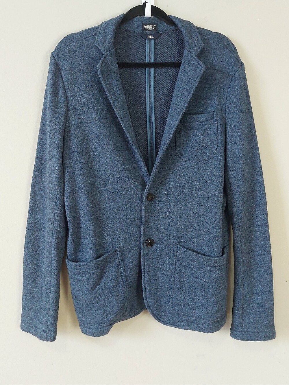 Faherty Men Reserve Inlet Blazer Medium Preppy Blue Pockets Two Button Jacket